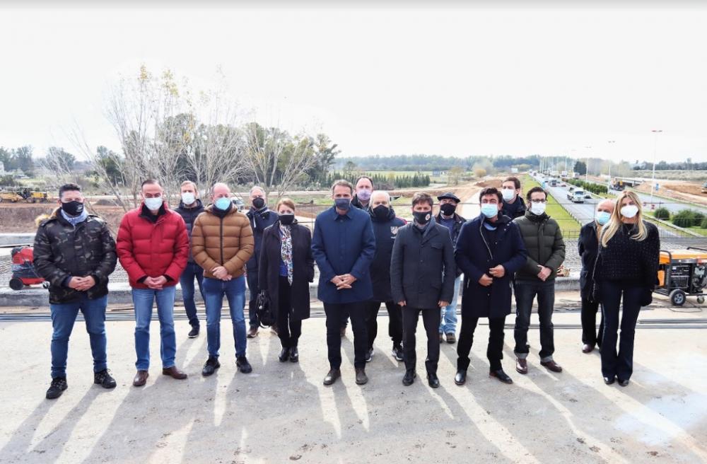 Kicillof y Katopodis recorrieron los avances de obra de la Autopista Presidente Perón
